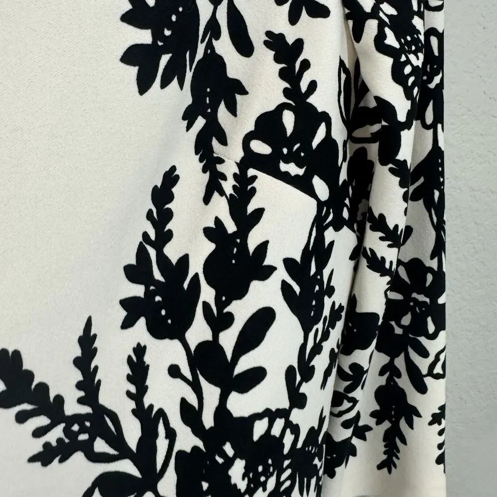 ELIZA J Black White and B Floral Black Sheath‎ Dress 6